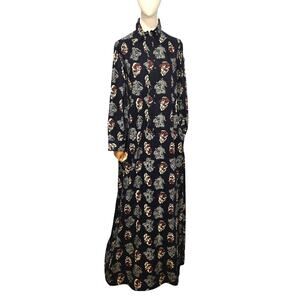 VTG 70s Beene Bazaar Geoffrey Beene Maxi Dress Dark Floral Modest High Neck 8